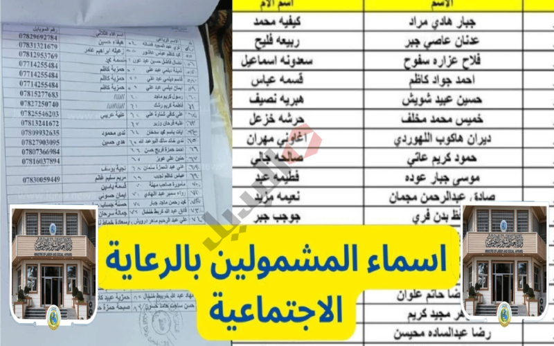 ” شوف اسمك ” Pdf الوجبة السابعة أسماء المشمولين في الرعاية الاجتماعية في العراق 2024 الوجبة الاخيرة منصة مظلتي بوزارة العمل